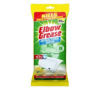 Pack of 80 Elbow Grease Anti-Bacterial Wipes Lemon Fresh - Yellow
