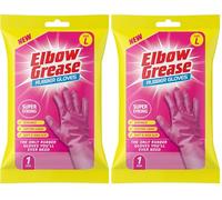 Elbow Grease Pink Rubber Gloves | Super Strong, Cotton Lined, Non-Slip Household Gloves (Large - 2 Pack)