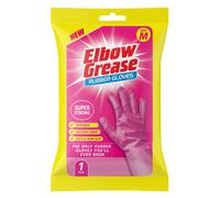 Elbow Grease Pink Rubber Gloves | Super Strong, Cotton Lined, Non-Slip Household Gloves (Medium - 1 Pack)