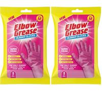 Elbow Grease Pink Rubber Gloves | Super Strong, Cotton Lined, Non-Slip Household Gloves (Medium - 2 Pack)