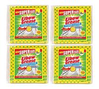 Elbow Grease Power Cloths 3 Pack Super Absorbent Extra Thick With Scrub Dots (4 Packs / 12 Cloths)