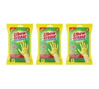 Elbow Grease Rubber Gloves Cotton Lined Extra Strong Non-Slip Yellow Medium (Pack Of 3)