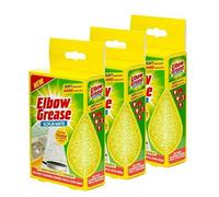 Elbow Grease Scrub Mate (THREE PACKS) - Cleaning Sponge - Yellow - Plastic Handle - Variable Firmness - 3 Count - 13.5 x 9 cm