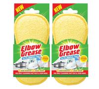 - Elbow Grease Scrubbing Pad (2 Pack) - Dual Sided Non-Scratch Sponge for Kitchen & Bathroom - Reusable & Washable Cleaning Pad - Yellow