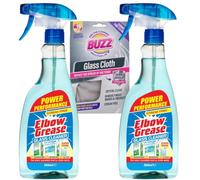 Elbow Grease Spray Window Cleaner With Vinegar 500ml Glass Cleaner Mirror Cleaner 2 Pack PLUS Premium Streak Free Glass Cleaning Cloth