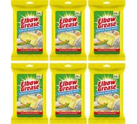 Elbow Grease Surface Scrub Wipes, Lemon Fresh, Dual-Sided, for Hobs, Worktops and Baths, 24 Wipes, Pack of 6