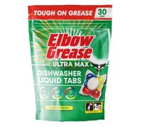 B&Q Dishwasher Liquid Tabs Elbow Grease Ultra Max – Tough on Grease, Anti-limescale, Lemon – 30 Pack