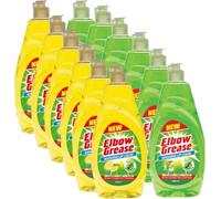Elbow Grease Washing Up Liquid Multipack | Lemon | Apple | 12 x 600ml | 6 x Lemon, 6 x Apple | Remove Stubborn Food Deposits in No Time | Power Degreaser