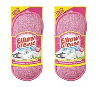Elbow GreasePink Scrubbing Pad, Dual Sided Sponge, Washable, Reusable, Non-Scratch (Pack of 2)