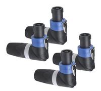 Elbow Right Angle Speakon Cable Adapter Connectors, 4 Pole L-Shape High-Load Speaker Plug Twist Lock Compatiable with Speakon NL4 & NL2 Series, 4 Pack