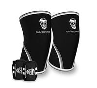 Elbow Sleeves (1 Pair) W/Wrist Wraps - Support & Compression for Powerlifting, Weightlifting, Bench & Tendonitis - 5mm Neoprene Sleeve - For Men & Women (White, Small)