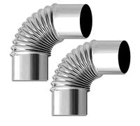 Elbow Stove Pipe, 90° Elbow Pipe Stainless Steel Exhaust, 2 Pieces Chimney Threaded Elbow50mm-120mm Stove(12cm)