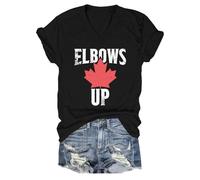 Elbows Up Canada V-Neck Shirt, Elbows Up T-Shirt, True North Strong and Free Proud Canadian T-Shirt Black
