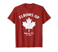 Elbows Up Never 51 Est 1867 Proud Canadian Strong Canada T-Shirt, Men, Cranberry Red, Large