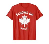 Elbows Up Never 51 Est 1867 Proud Canadian Strong Canada T-Shirt, Men, Red, Medium