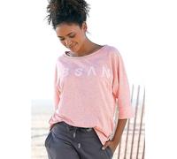 Elbsand Logo Print Three-Quarter Sleeve T-Shirt Peach Marl