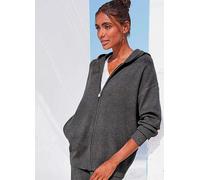 Elbsand Long Sleeve Knitted Sweat Jacket Anthracite