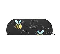 ELBULL Bumble Bees Pencil Case Portable Pen Pouch with Zipper Leather Pencil Bag Storage Box Stationery Organizer