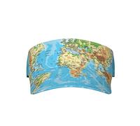 ELBULL World Map Print Sunscreen Visor Cap Adjustable Breathable Sun Hats Unisex Sports Caps for Beach Outdoor