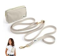 Elby, Hands Free Dog Leash with Treat Pouch - Cross Body Leash with Fanny Pack - Walking Bag for Pet Training - Dog Accessories and Essentials - for Medium and Large Dogs (Beige, Regular)