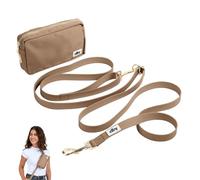 elby - Hands Free Dog Leash with Treat Pouch - Dog Walking Accessories - Dog Training Leash with Fanny Pack - Dog Accessories and Walking Essentials - Medium and Large Dogs (Dark Beige, Regular)