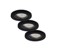 ELC Delfan LED recessed lights for bathrooms, 3 pieces, black