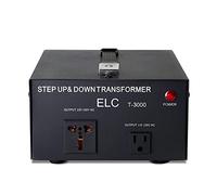 ELC T Series 3000+ Watt Voltage Converter Transformer - Step Up/Down - 110v to 220v / 220v to 110v Power Converter - Circuit Breaker Protection, CE Certified [3-Years Warranty]