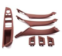 ELCEAMMDLW Handles Door for BMW 5 Series F10 F18 523 525 528 9 Colors Left Drive LHD Beige Black Carbon Fiber Car Interior Door Handle Pull 7PCS Set Front Rea Interio(Model a Redbrown)