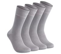 Elchee Wear 4Pairs Bamboo Socks for Men & Women. Super Soft, Breathable Crew Socks. Organics, Vegan Certified Everyday Use Socks. Gift Box. (UK, Numeric, 5, 8, Regular, Regular, Grey)