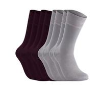 Elchee Wear 4Pairs Bamboo Socks for Men & Women. Super Soft, Breathable Crew Socks. Organics, Vegan Certified Socks. Gift Box. (UK, Numeric, 5, 8, Regular, Regular, Burgundy&Grey)