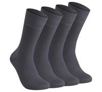 Elchee Wear 4Pairs Bamboo Socks for Men & Women. Super Soft, Breathable Crew Socks. Organics, Vegan Certified Everyday Use Socks. Gift Box. (UK, Numeric, 5, 8, Regular, Regular, Dark Grey)