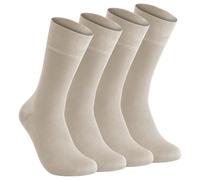 Elchee Wear 4Pairs Bamboo Socks for Men & Women. Super Soft, Breathable Crew Socks. Organics, Vegan Certified Everyday Use Socks. Gift Box. (UK, Numeric, 5, 8, Regular, Regular, Beige)