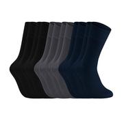 Elchee Wear 6 Pairs of Bamboo Socks. Men & Women Soft, Breathable Crew Socks. Organics, Vegan Socks. Bamboo Socks in Gift Box. (UK, Numeric, 9, 12, Regular, Regular, Black-Navy-Dark Grey)