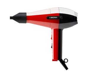 Elchim 2001 HP Red & Black Hair Dryer | Professional Hair Dryer | Two Speed Settings | Five Heat Settings | Long-Lasting Motor | for Soft, Silky Hair | 1700-2000W 220-240V