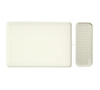 Elchuiaby Coffee Machine Silicone Mat with Raised Side Edges to Contain Spills, Protect Counters and Serve as Drying or Appliance Mat (White)