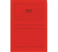 ELCO Ordo Classico Organiser Folders - Reinforced Card Document Wallet with Window Tab for Filing and Archiving, A4, 120 g/m², Bright Red, Pack of 10