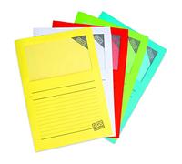 ELCO Ordo Zero Organiser Folders - Lightweight Card Document Wallet with Glassine Window Tab for Filing and Colour-Coding, 220 x 310 mm, Assorted Colours, Pack of 50