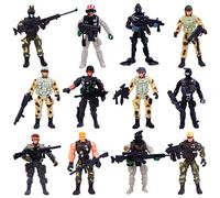 ELCOHO 12 Pieces Army Toy Soldiers Action Figures Assorted Military Figures Playsets in Various Poses