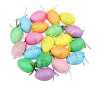 ELCOHO 20 Pieces Multicolored Spotted Easter Egg Hanging Ornaments Easter Egg Hanging Decoration Easter Ornaments Decor for Home Office Party Supplies Gifts