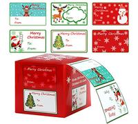 Elcoho 300 Pieces Christmas Self Adhesive Gift Tag Self Stick Stickers Gift Name Tag Christmas Stickers with 6 Different Designs