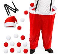 Elcoho 59 Inch Christmas Santa Pants Toss Game Set with Santa Hat, Detachable Strap, 10 Plush Snowballs, Outdoor Giant Pants Yard Toss Ball Games for Adults Family Backyard Game Holiday Party Activity