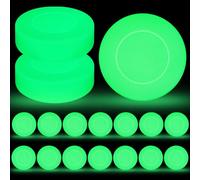 Elcoho 6 Pcs Flat Ice Hockey Puck, Glow in The Dark Party Pucks, Green Floor Puck Bulk with Drawstring Bag for Youth Adults Outdoor Indoor Sports Games Practicing & Training, 2.8 x 0.8 Inch