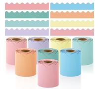 Elcoho 8 Rolls 262.4 Feet Scalloped Bulletin Board Borders Bulletin Boarder Trim School Decoration Borders for School, Classroom Decoration, Pastel Colors