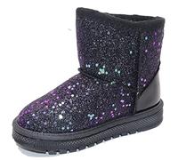 Elcssuy Girls Glitter Sequin Princess Snow Boots for Toddler Little/Big Kid | sparkly,shiny,warm,non-slip,lightweight,sturdy,plush lining,warm,soft,cute,comfy,princess,dress,outdoor,Christmas,party