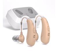 Elctrtici Digital Rechargeable Sound Device for Adults, Behind the Ear, with Noise Reduction, 4 Modes, Adjustable Volume khaki