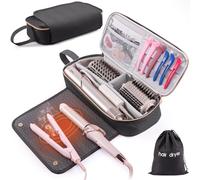 ELCUPA 2IN1 Hair Tools Travel Bag with Heat Resistant Mat for Shark Flexstyle, Flat Irons, Straighteners, Curling Iron, Hair Dryer Case Compatible with Revlon One-Step Hair Dryer, Hair Essentials