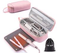 ELCUPA 2IN1 Hair Tools Travel Bag with Heat Resistant Mat for Shark Flexstyle, Flat Irons, Straighteners, Curling Iron, Hair Dryer Case Compatible with Revlon One-Step Hair Dryer, Hair Essentials