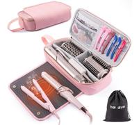 ELCUPA 2IN1 Hair Tools Travel Bag with Heat Resistant Mat for Shark Flexstyle, Flat Irons, Straighteners, Curling Iron, Hair Dryer Case Compatible with Revlon One-Step Hair Dryer, Hair Essentials