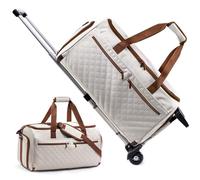 ELCUPA Garment Bags for Travel- Carry on Garment Duffle Bag for Men Women, 2 in 1 Large Travel Duffel Bags with Shoes Compartment Hanging Suit Dress Weekender Bag Personal Item Travel Bag, Ivory, With