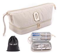 ELCUPA Initial Personalized Hair Dryer Case,Double-Layer Hair Tools Travel Carrying Case for Shark FlexStyle with Hair Dryer Bag- Hair Air Wrap Dryer Case Flat Curling Iron Travel Organizer Gift